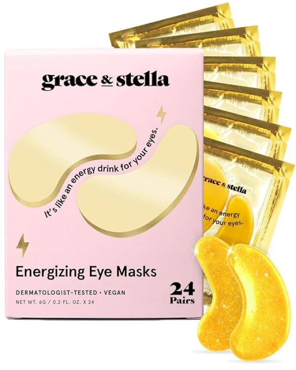 grace & stella Gold Under Eye Masks – 24 Pairs | Award-Winning Gel Patches for Dark Circles, Puffiness & Wrinkles | Travel & Self-Care Essentials | Vegan Gifts for Women