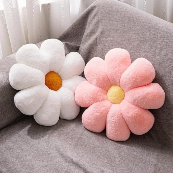 2 Pcs Flower Pillow Daisy Preppy Throw Pillows Set, Cute Teen Girls Bedroom Preppy Room Decor Aesthetic Decorative Throw Pillows for Bed Sofa Chair Home Decor (Pink & White)
