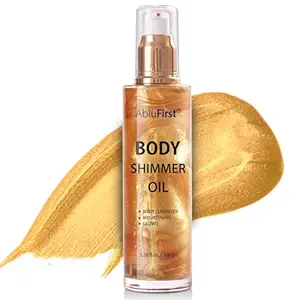 Shimmer Body Oil Summer Body Glitter Moisturizing Light Shimmer Glow Non-Sticky Summer Body Luminizer and Illuminator Smooth