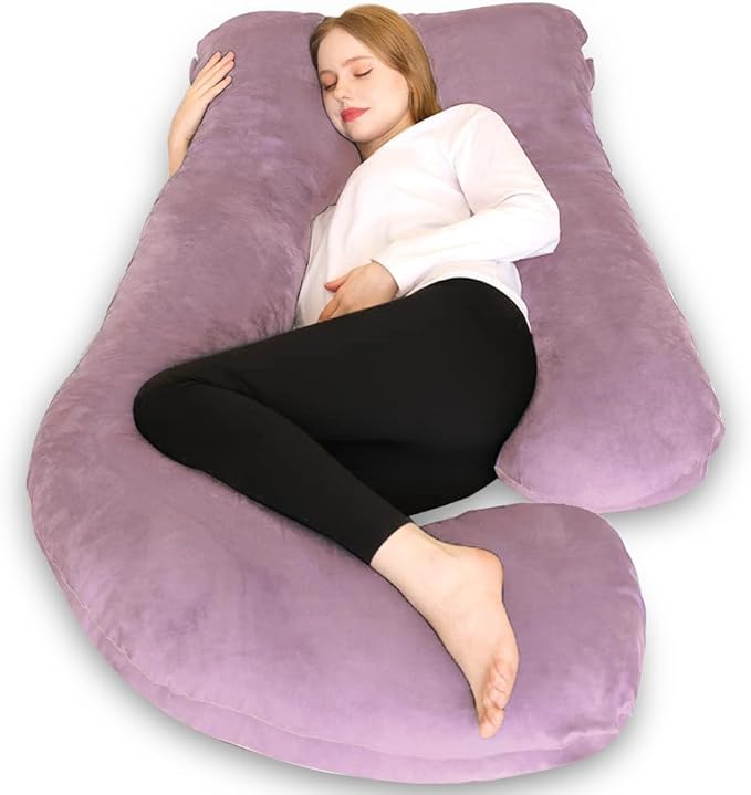 Chilling Home Pregnancy Pillows, Pregnancy Pillows for Sleeping U Shaped Full Body Pillow Maternity Pillow 58 inch, Pregnant Women Must Have with Removable Cover, Pink