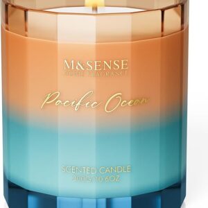 M&SENSE Summer Ocean Scented Candle, 10.6oz Natural Soy Wax 60-Hour Slow Burning Non Toxic Aromatherapy Summer Candle for Home Decor & Bath, Luxury Gifts