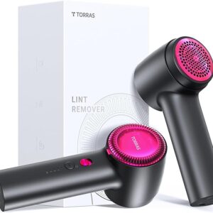 TORRAS Rechargeable Fabric Shaver Electric Lint Remover 3-Speed Remove Fuzz, Pilling for Cashmere, Wool, Clothes, Sweater, Coat, Furniture, Clothes depiller with Replacement Blades