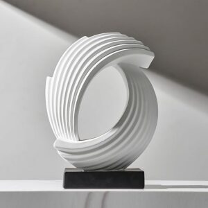 FJS White Decor Abstract Art Statue Sculptures Home Décor Accents Resin Modern Decorations for Living Room Bedroom Office Shelf Coffee Table Centerpiece