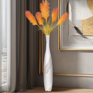 Modern Tall White Floor Vase 33.5 Inch Large Resin Vases for Home Decor, Minimalist Flower Vase for Pampas Grass, Living Room, Entryway, or Office Decoration