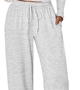 Trendy Queen Women's 2 Piece Matching Lounge Set Long Sleeve Slightly Crop Top Wide Leg Pants Casual Sweatsuit